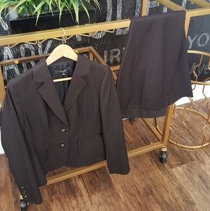 Nine West brown pinstriped suit